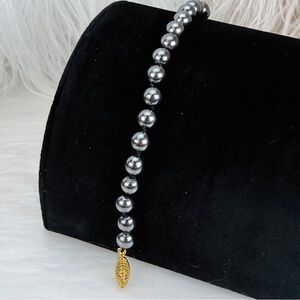 Vintage dark, gray blue metallic faux pearl bracelet